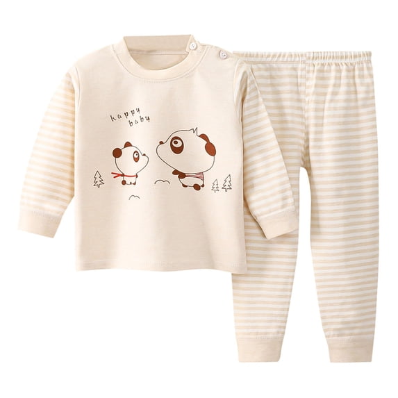 Xmyrz Cute Pajama Sets For Girl 2 Piece Panda Print Nightdress Thin Stylish Long Sleeve Pj Set Sleepwear Outfit