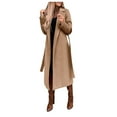 thumbnail image 1 of Xmyrz Fall Jackets For Women 2025 Cozy Holiday Thin Long Sleeve Woolen Coat Belt Minimalist Leisure Top Coat Outerwear Jacket, 1 of 9