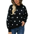 thumbnail image 1 of Xmyrz Fall Sweaters For Women Polka Dot Printing Long Sleeve Knit Casual Holiday Pullover Sweater Cute Sweaters, 1 of 9