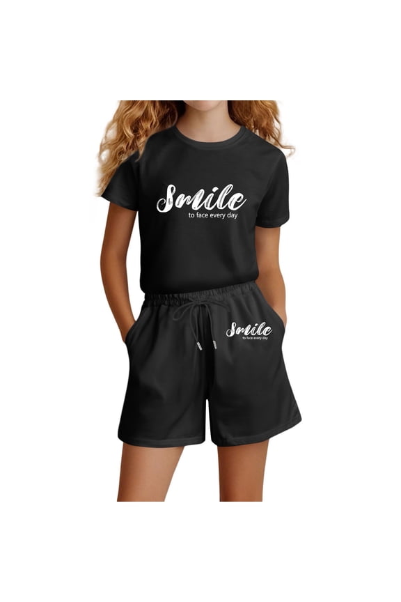 Girl Outfits Shorts Set Going Out Print Comfy Recreation Simplistic Thin Clothes Sets Clothing Suits