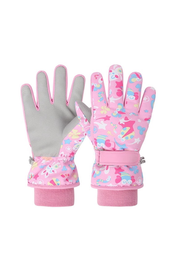 Girls Gloves Thermal Insulated Five Finger Outdoor Play Skiing Warm Gloves Mittens
