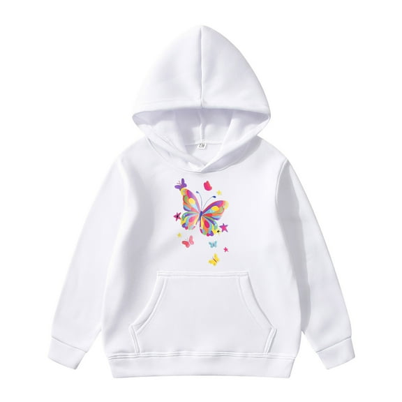 Xmyrz Girls Hoodies Faddish Hoodie Leisure Pocket Long Sleeve Butterfly Print Cute Sweatshirts Toddler Sweatshirt