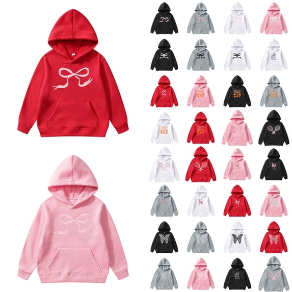 Xmyrz Girls Hoodies Relaxed Fit Bow Knot Print Versatile Long Sleeve Pullover Sweatshirts Going Out Cute Sweatshirts Toddler Sweatshirt