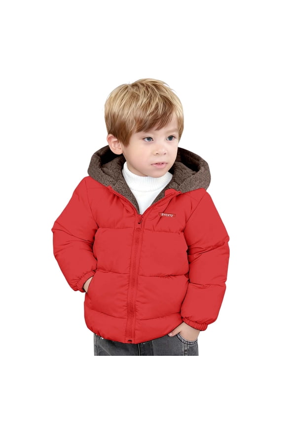 Girls Jacket Reversible Fleece Hooded Bear Ears Warm Thickened Winter Outerwear Jacket Boy Outerwear Coat