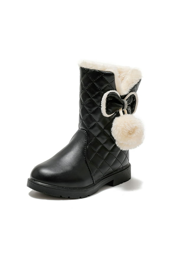 Girls Snow Boots Bow Knot Anti Vogue Going Out Skin-Friendly Winter Boots Baby Shoes