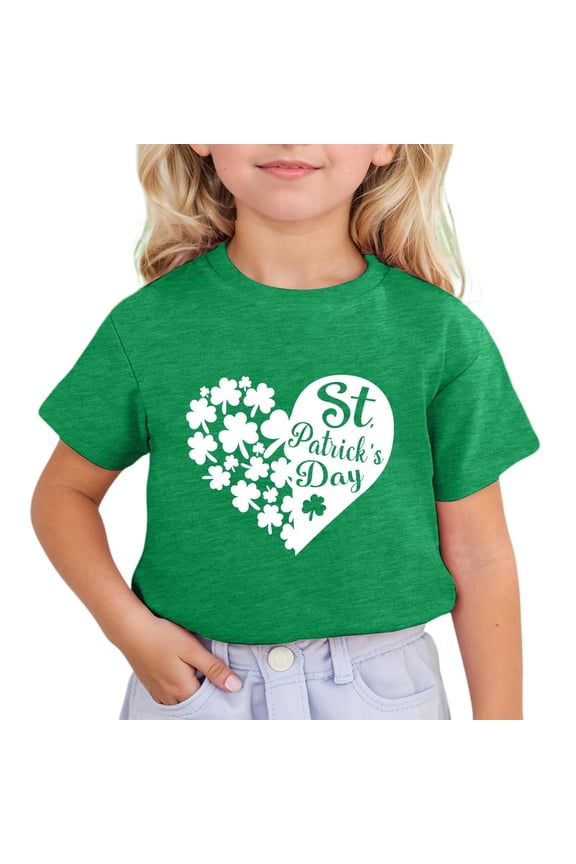 Girls Tops Graphic T Shirts St. Patrick'S Day Thin Comfy Tees Heart Crewneck Hanging Out T-Shirt Tshirt Blouse Casual Tops