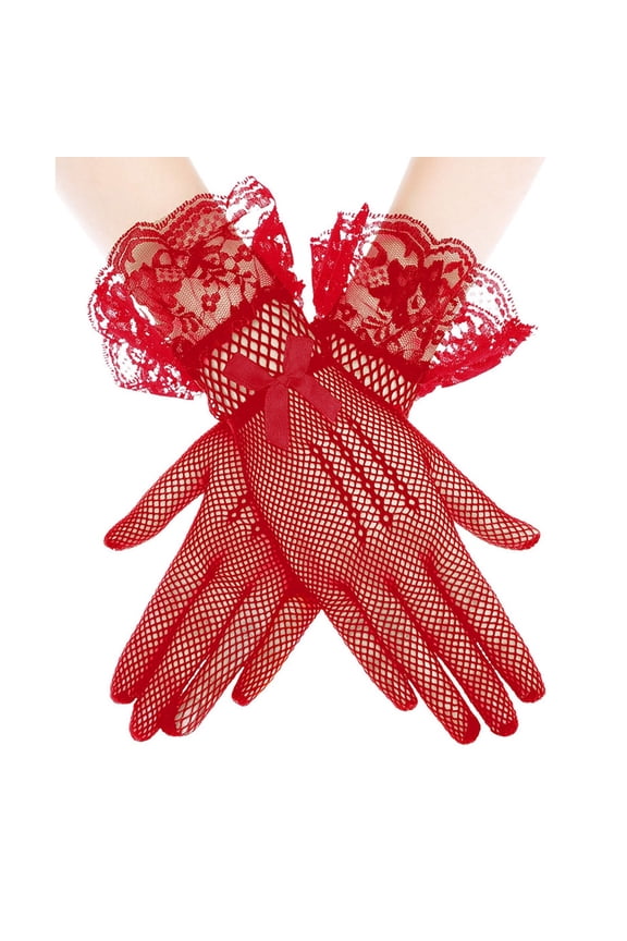Gloves For Women Thin Gloves Sunscreen Black Lace Gloves Dance Party Bow Fishing Net Gloves Women's gloves Mittens