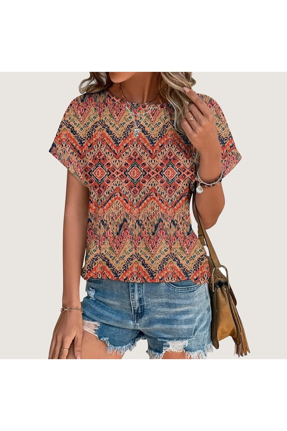 Graphic Tees For Women Summer Crewneck Short Sleeved Cactus Desert Pattern Tops Casual Printed Floral Waist T Shirt
