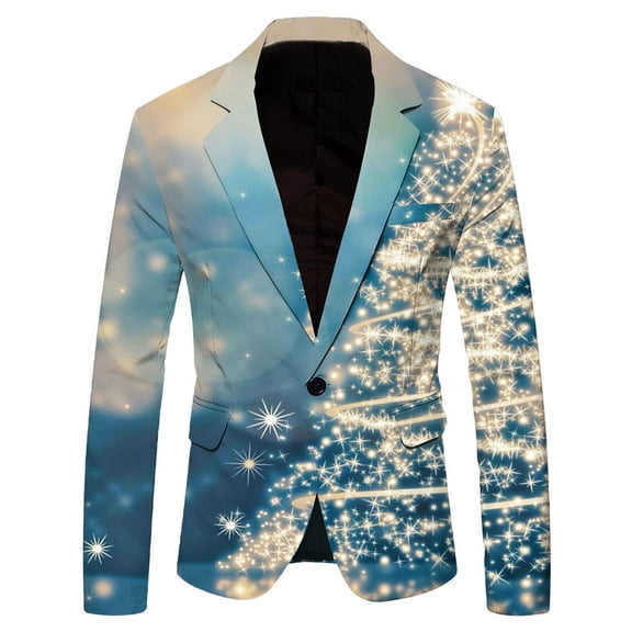 Xmyrz Jackets For Men Suit Jacket Outdoor Long Sleeve Relaxation Fitted Christmas Tree Print Men'S Coats Outerwear Jacket