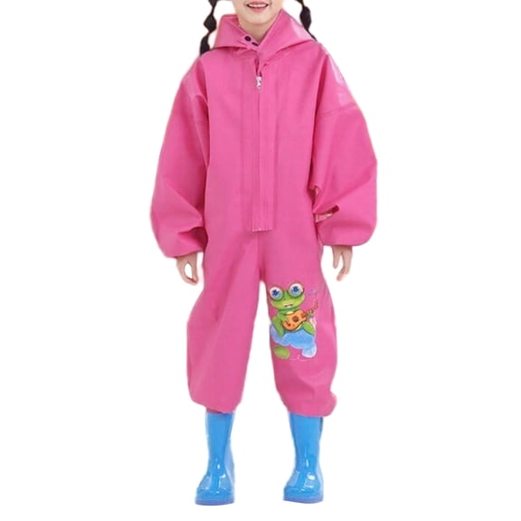 Xmyrz Kids Rain Poncho Girl Jumpsuit Rain Pants Cartoon Print Long Sleeve Adorable Outdoor Suitable Rainwear Raincoat Rain Jacket