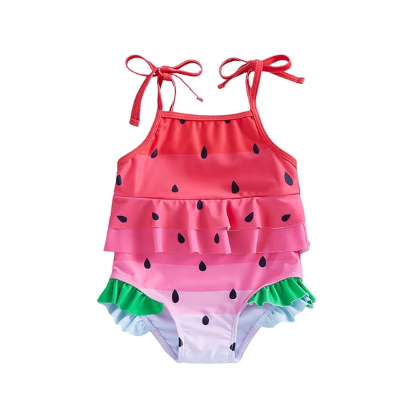 Xmyrz Kids Swimsuits Girl One-Piece Swimsuit Cute Seaside Print Suitable Casual Watermelon Shade Swimwear Bathing Suits Tankinis