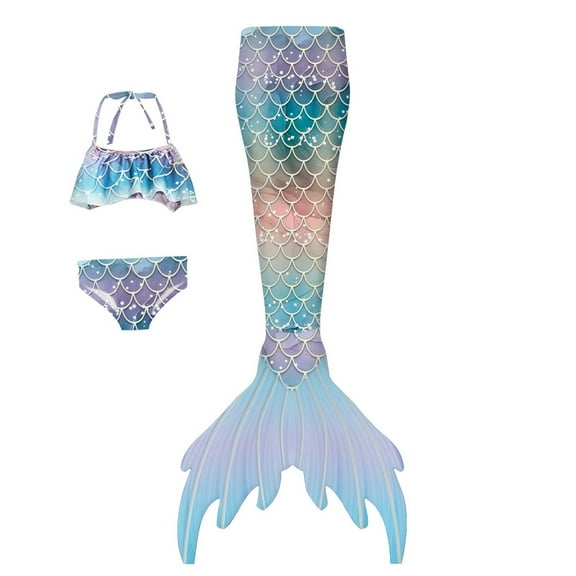 Xmyrz Kids Swimsuits Girl Three Piece Softable Lovely Fashional Holiday Fish Tail Swimwear Bathing Suits Tankinis Cute Bikinis