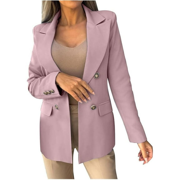 Xmyrz Light Jackets For Women Graceful Roll Up Long Sleeve Open Front Work Business Suit Jacket Top Coat Outerwear Jacket