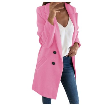 Xmyrz Light Jackets For Women Imitation Woolen Coat Slim Fit Long Sleeve Trenchcoat Lapel Button Up Women'S Coats Outerwear Jacket