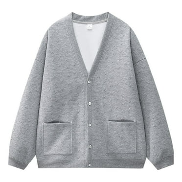 Xmyrz Lightweight Cardigans For Men Jacquard Couple Jacket V-Neck Plus Size Coat Soft Long Sleeve Versatile Outdoor Cardigan Casual Tops
