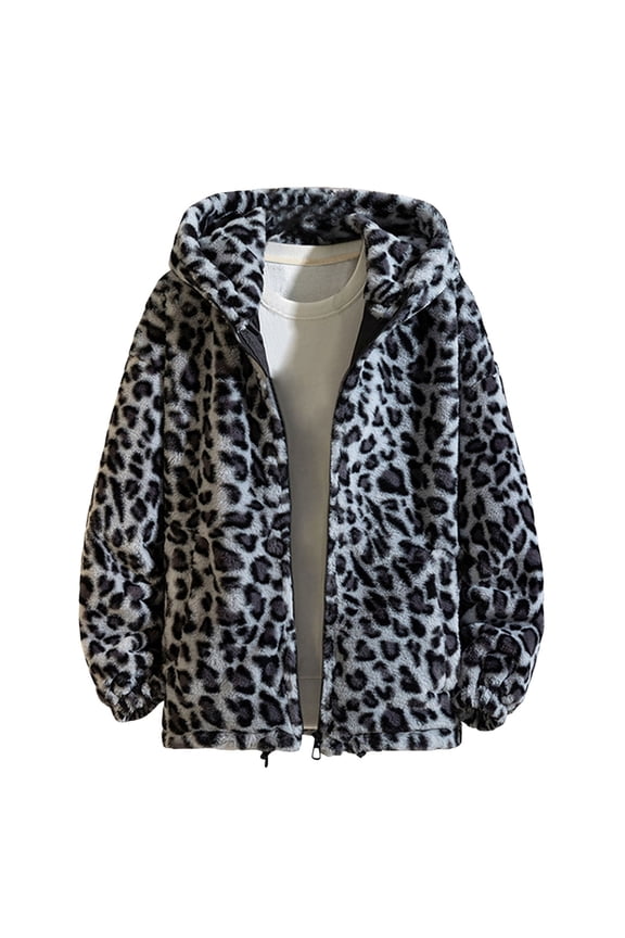 Lightweight Jacket Men Leopard Print Long Sleeve Recreation Comfortable Versatile Loose Fit Men'S Coats Outerwear Jacket