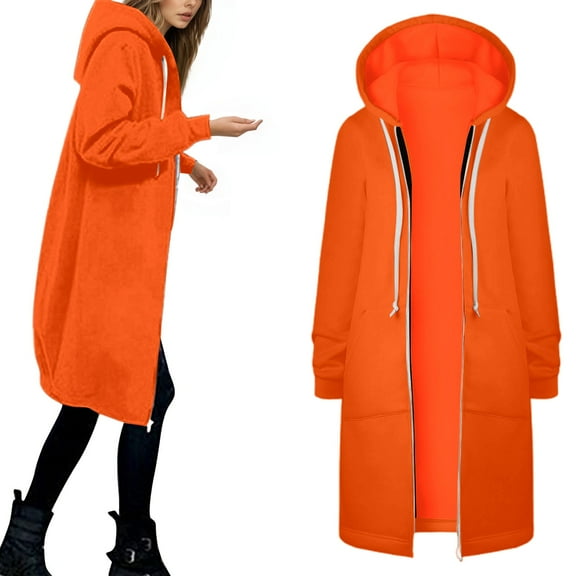 Xmyrz Lightweight Jacket Women Cardigan Coat Hoodies Large Size Zipped Long Sleeve Pocket Warm Outerwear Coat Outerwear Jacket