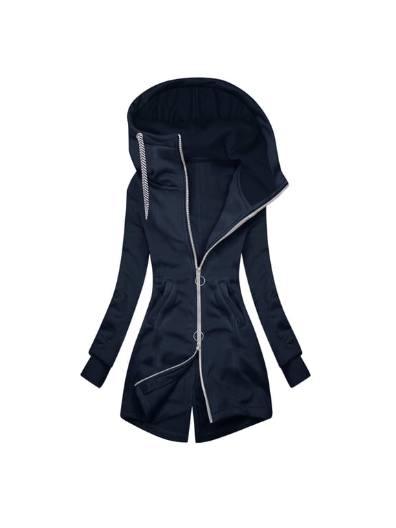 Lightweight Jacket Women Long Sleeve Hooded Sweatshirt Jacket Recreation Pure Zip Up Simplistic Women'S Coats Outerwear Jacket