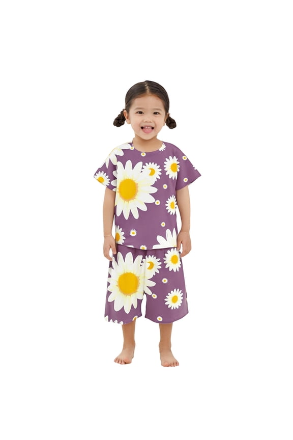 Little Boy Holiday Outfits Shorts Set Sweet Girl Walking Floral Loose Trendy Elastic Waist Clothes Sets Clothing Suits