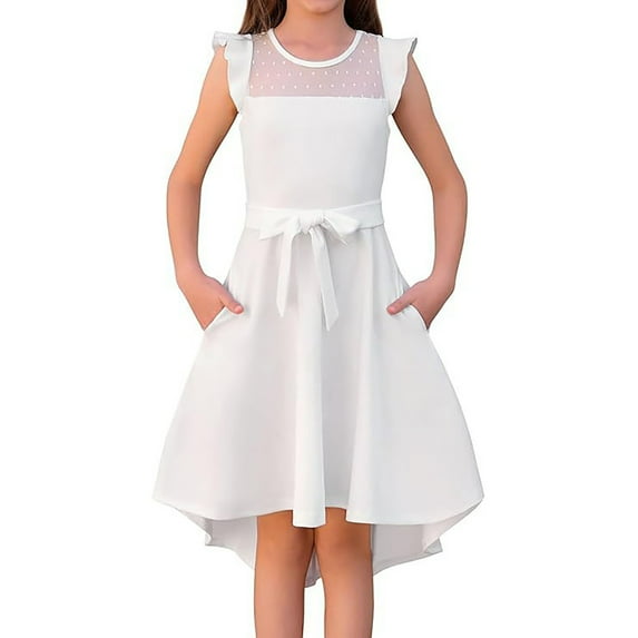Xmyrz Little Girls Dresses Vacation Dresses Baggy Walking Fitted A-Line Belt Sleeveless Casual Dresses Going Out Dresses Cute Dresses