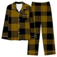 thumbnail image 1 of Xmyrz Lounge Sets For Women Pajama Set Skin-Friend Lightweight Long Sleeve Pocket Homewear Cool Button Down Plaid Print Pj'S Sleepwear Outfit, 1 of 3