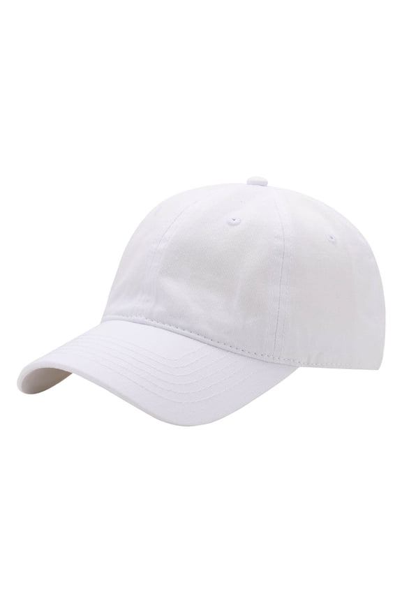 Men's Washed Solid Color Soft Cap Casual Outdoor Sun Protection Cotton Breathable Curved Brim Baseball Dad Hat White