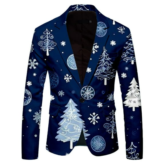 Xmyrz Mens Jacket Graceful Christmas Snowflake Printed Holiday Suit Jacket Leisure Suitable Men'S Coats Outerwear Jacket