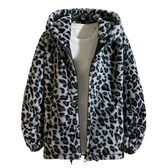 Xmyrz Mens Jacket Leopard Print Long Sleeve Recreation Comfortable Versatile Loose Fit Men'S Coats Outerwear Jacket