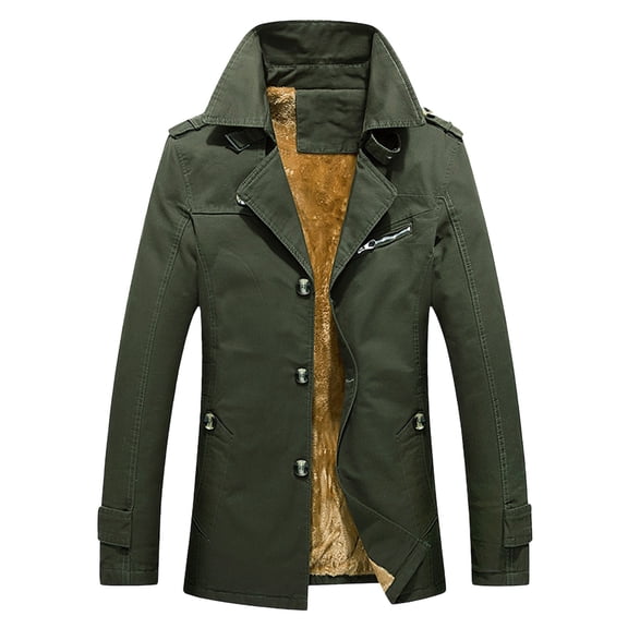 Xmyrz Mens Lightweight Jackets Casual Jacket Trench Coat Fleece Long Sleeve Cotton Fleece Basic Style Men'S Coats Outerwear Jacket