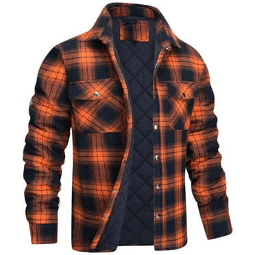 Xmyrz Mens Lightweight Jackets Plus Size Thickened Vacation Plaid Print Classic Design Long Sleeve Men'S Coats Outerwear Jacket