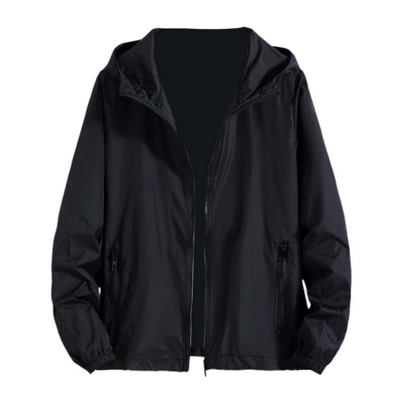 Xmyrz Mens Lightweight Jackets Plus Size Windbreaker Zipper Outdoor Long Sleeve Couple Sports Windproof Top Coat Outerwear Jacket