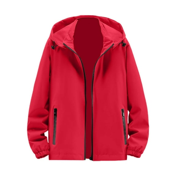 Xmyrz Mens Lightweight Jackets Reflective Long Sleeve Zipper Pure Color Plus Size Hooded Outdoor Sports Top Coat Outerwear Jacket