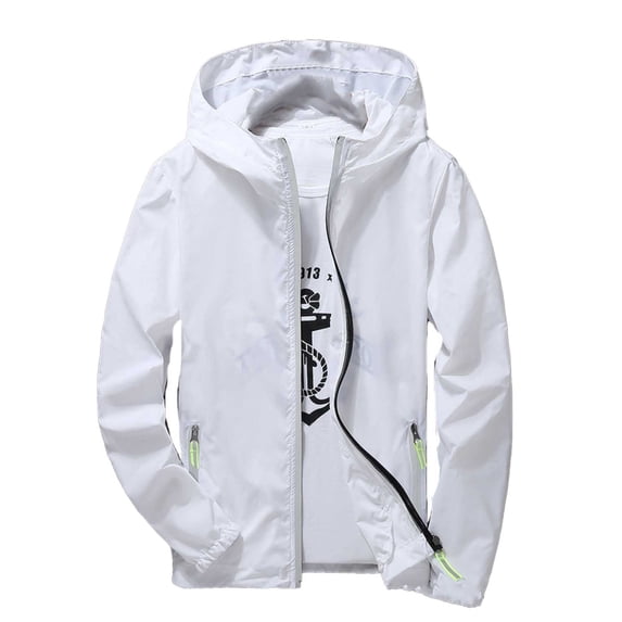 Xmyrz Mens Lightweight Jackets Solid Simple Style Plus Size Hooded Reflective Zipper Outdoor Sport Quick Dry Men'S Coats Outerwear Jacket
