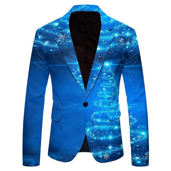 Xmyrz Mens Lightweight Jackets Suit Jacket Outdoor Long Sleeve Relaxation Fitted Christmas Tree Print Men'S Coats Outerwear Jacket