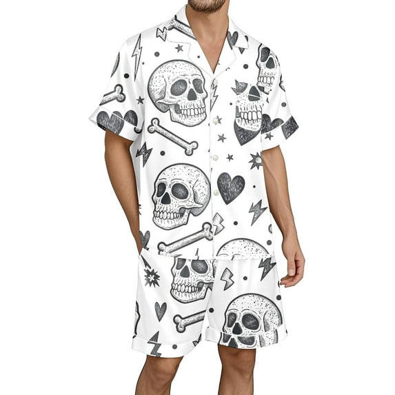 Xmyrz Mens Pajama Sets Halloween Lightweight Loungewear Ghost Nightwear Casual Print Pumpkin Suitable Sleepwear Pj Clothing Suits
