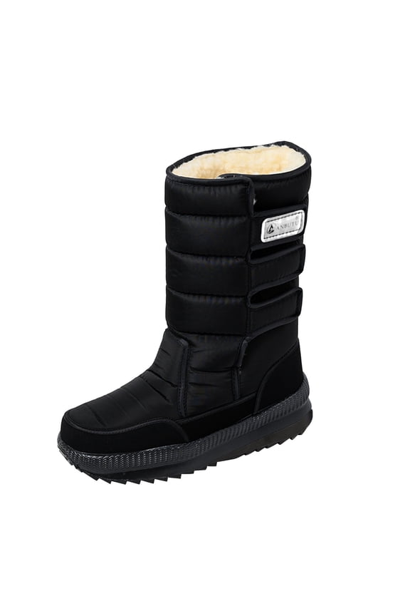 Mens Snow Boots Waterproof Insulated Outgoing Hook Loop Comfy Relaxation Skid Resistant Wide Calf Boots Winter Boots Womens Shoes
