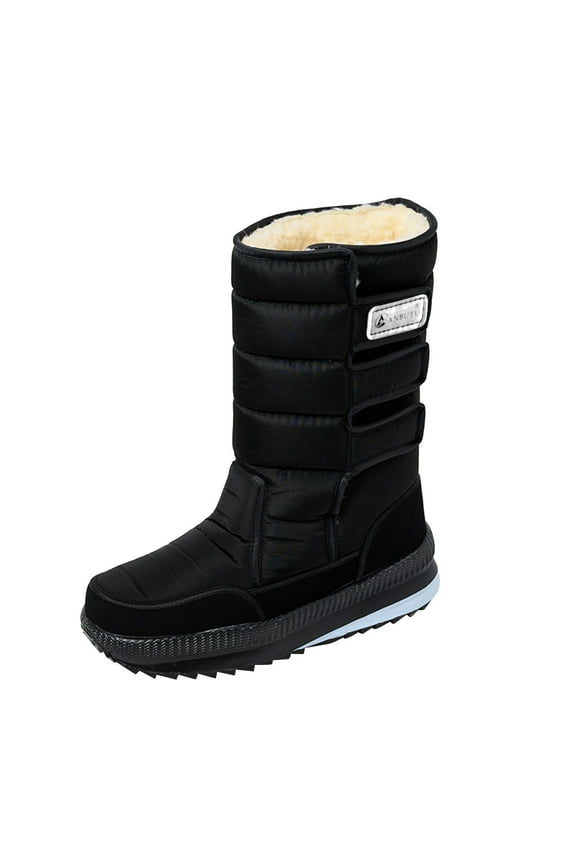 Mens Snow Boots Weekend Simplistic Hook Loop Comfortable Resistant Wide Calf Boots Winter Boots Mens Shoes