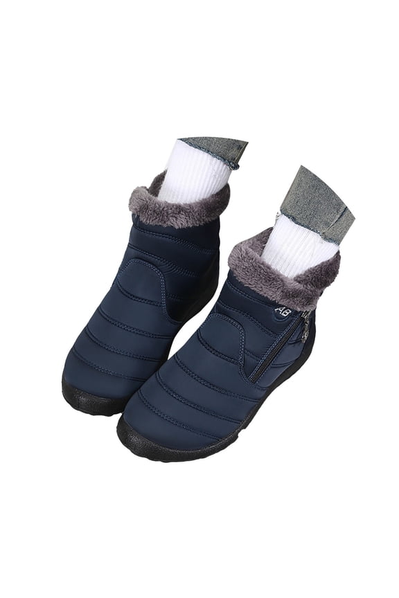 Mens Waterproof Snow Boots Streetwear Skin-Friendly Skid Resistant Mid Calf Wide Calf Boots Winter Boots Womens Shoes