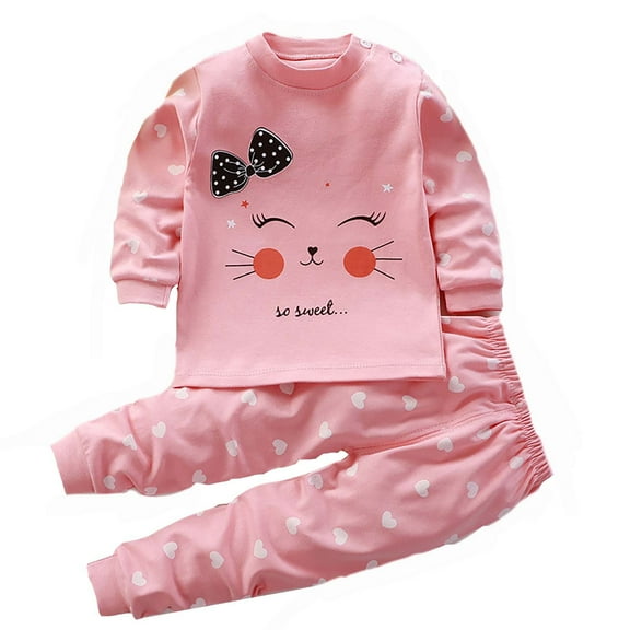 Xmyrz Pajama Sets For Girl 2 Piece Cartoon Pront Boy Long Sleeve Home Wear Dinosaur Animals Train Loungewear Pj'S Outfits Sleepwear
