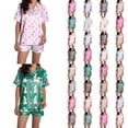 thumbnail image 1 of Xmyrz Pajama Sets For Women 2 Piece Button Down Lapel Lightweight Likable Print Short Sleeve Shorts Set Bunny Loungewear Pj'S Sleepwear Outfit, 1 of 5
