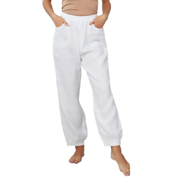 Xmyrz Pants For Womens 2025 Cotton Linen Homewear Relaxation Suitable Brief Style Slim Fit Lounge Trousers Casual Trouser