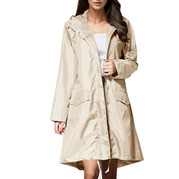 Xmyrz Rain Ponchos For Adults Women Hooded Breathable Leisure Trenchcoat Solid Long Sleeve Outdoor Rainproof Suitable Anoraks Rainwear Raincoat Rain Jacket