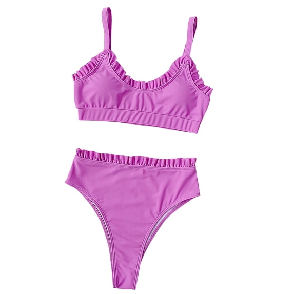 Xmyrz Sexy Bikinis For Women Bathing Suits Two-Piece Ruffles Sleeveless Faddish Holiday Relaxed Fit Suitable Swimsuit Sets Swimwear