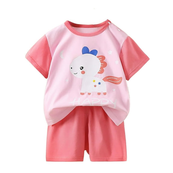 Xmyrz Shorts Set Baby Boy 2 Piece Outfits Cartoon Print Endearing Short Sleeve Cotton Softable Refreshing Clothing Suits