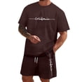 thumbnail image 1 of Xmyrz Shorts Set For Men Outfits Set Print Short Sleeve Suitable Holiday Fresh Regular Style Large Size Trendy Letter Clothes Sets, 1 of 5