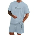 thumbnail image 1 of Xmyrz Shorts Set For Men Outfits Set Print Short Sleeve Suitable Holiday Fresh Regular Style Large Size Trendy Letter Clothes Sets, 1 of 5