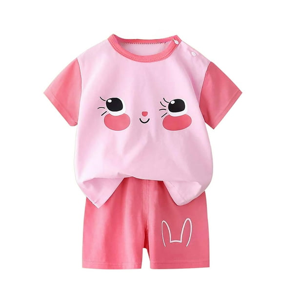 Xmyrz Shorts Set For Toddler Boy Cartoon Print Endearing Short Sleeve Cotton Softable Refreshing Clothes Sets