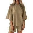thumbnail image 1 of Xmyrz Shorts Set For Women Outfits Sets Sports Stylish Vacation Half Sleeve Round Neck Relaxed Fit Minimalist Going Out Outfit Clothing Suits, 1 of 6