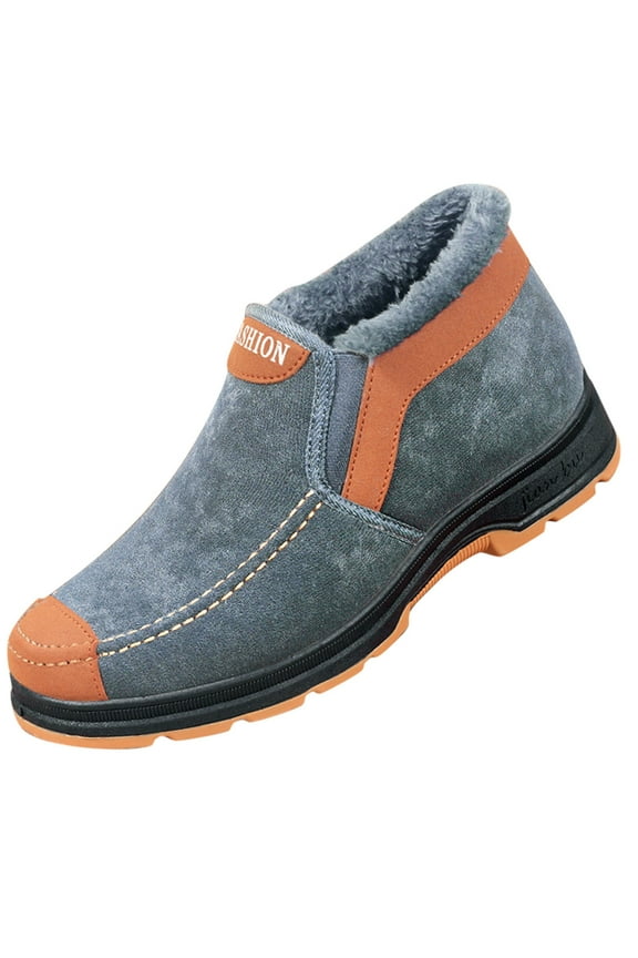 Snow Boots For Men Waterproof Skin-Friendly Round Toe Classic Outdoor Anti-Slip Wide Calf Boots Winter Boots Mens Shoes