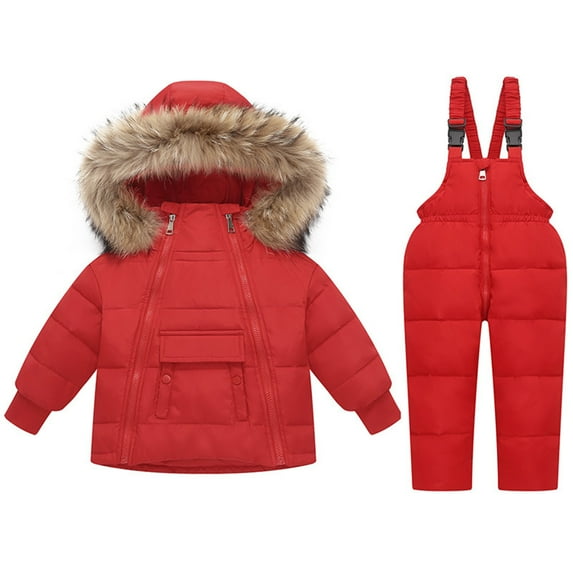 Xmyrz Snow Suit For Kids Girl Ski Bib Pants Warm Skin Friendly Snowsuit Hooded Down Jacket Coat Winter Pants Set Outfit Sets